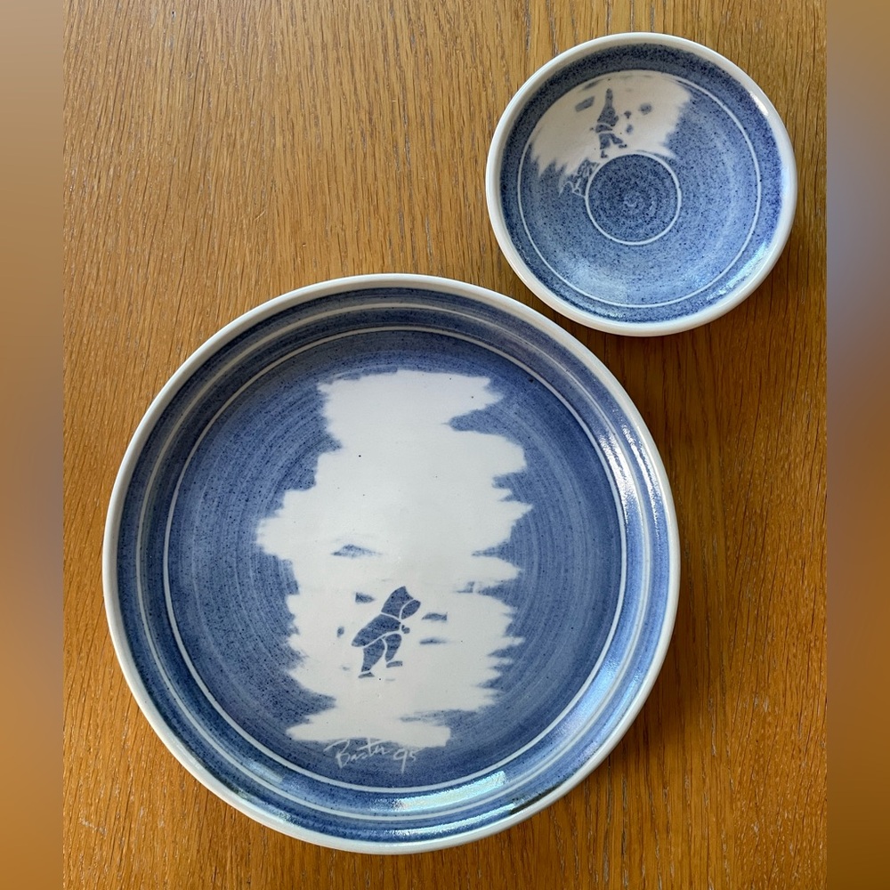 Inuit Blue and White pottery Dish Set